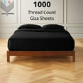 thumbnail image 2 of 6-PC Queen XL Size Black Color Giza 1000-Thread-Count Cotton Sheet Set - 12 Inch Deep Pockets, 2 of 6