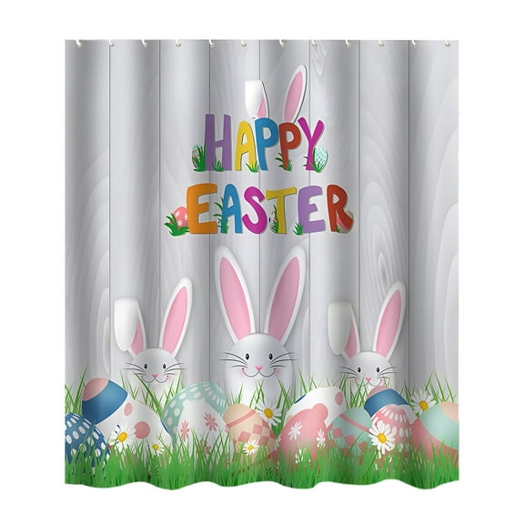 Moocorvic Spring Decor Easter Bunny Shower Curtains for Bathroom, Rabbits Floral Plant Watercolor Flower Shower Curtain Set with 12 Hooks,71x71Inches