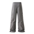 thumbnail image 4 of Men's Wide-Leg Cargo Pants - Drawstring Waist & Adjustable Cuffs for Streetwear & Casual Outfits Dark Gray 2XL, 4 of 5