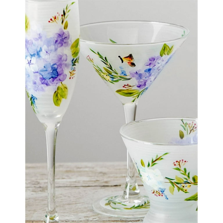  Hand Painted Martini Glasses - for Lemons Drops (Set of 2) :  Handmade Products