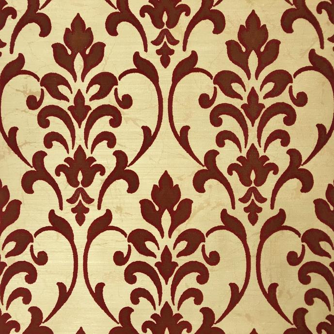 Wallpaper burgundy gold Metallic Textured Flocking rustic Damask