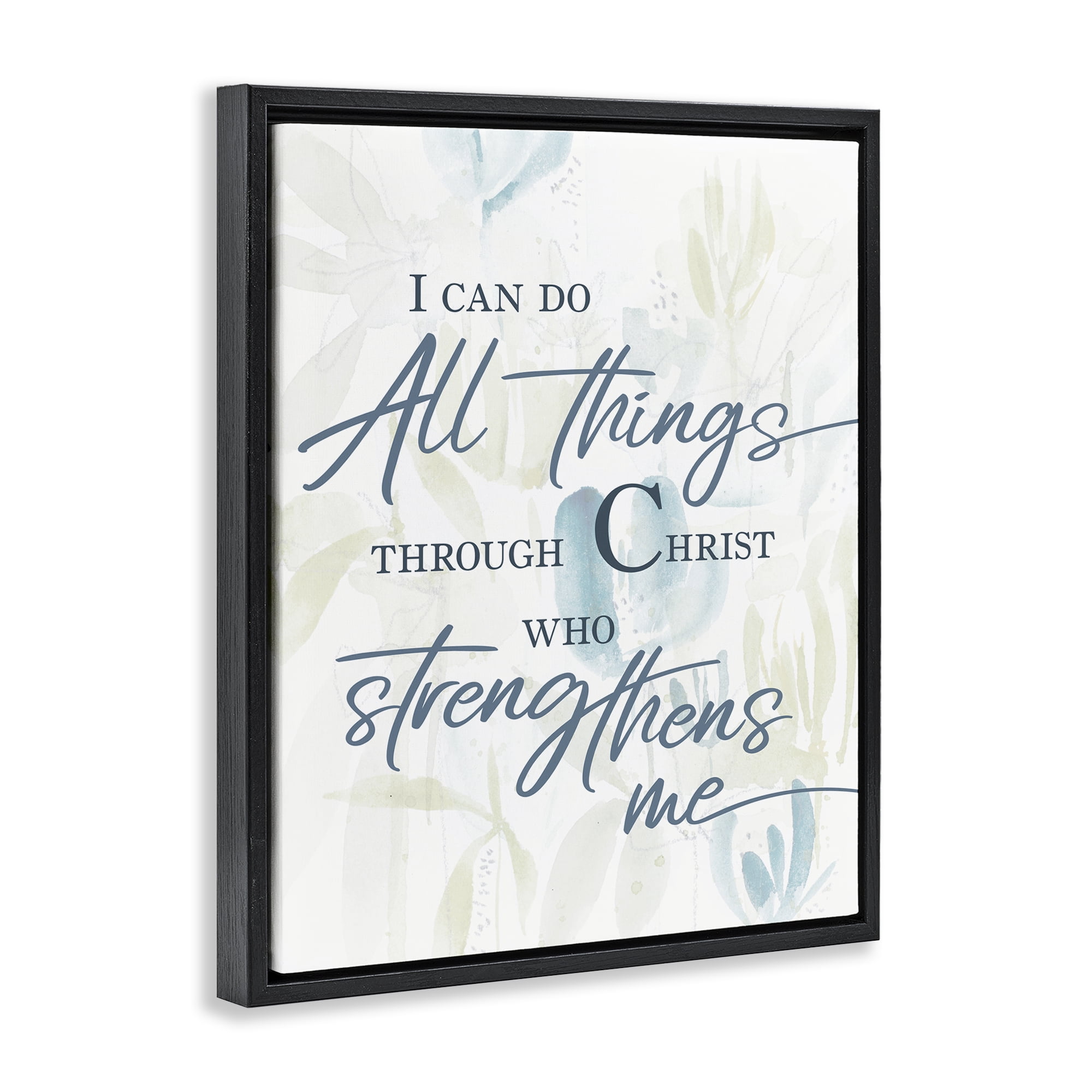 Stupell Industries All Things Through Christ Black Framed Floater Canvas Wall Art, design by Krinlox