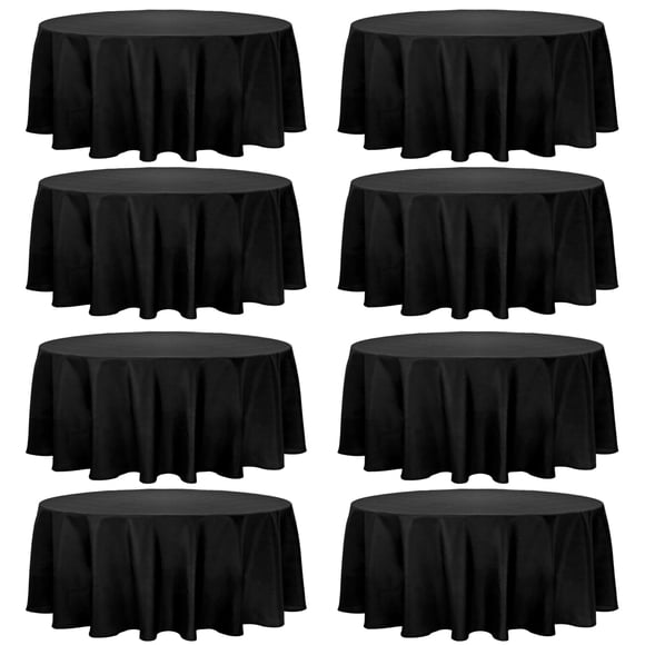 Mantel redondo Fivenl, 229 cm, poliéster, negro, paquete de 8