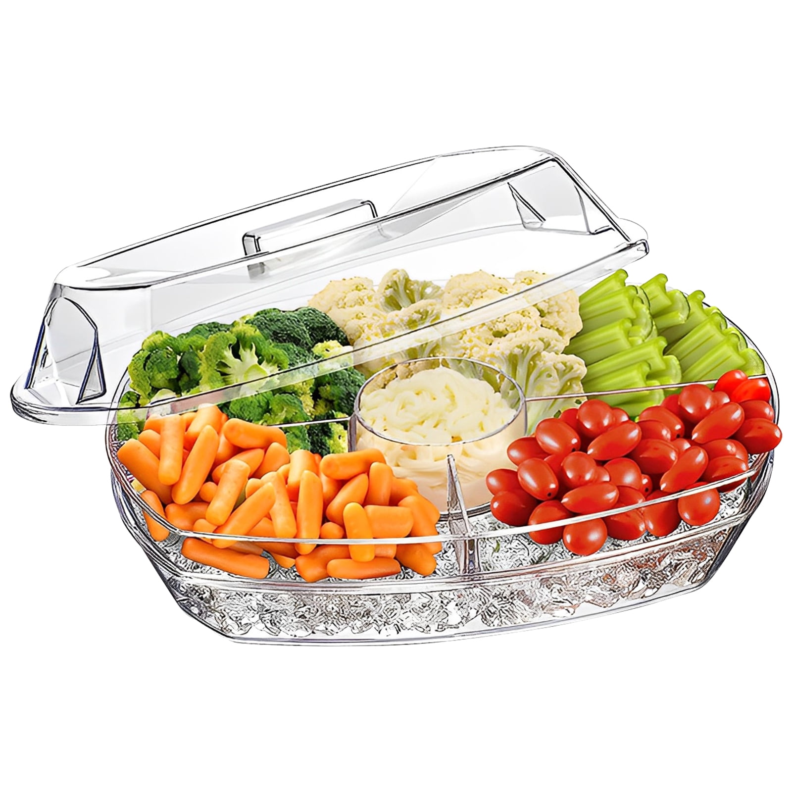 Chilled Condiment Server with 4 Compartment Clear Chilled Serving