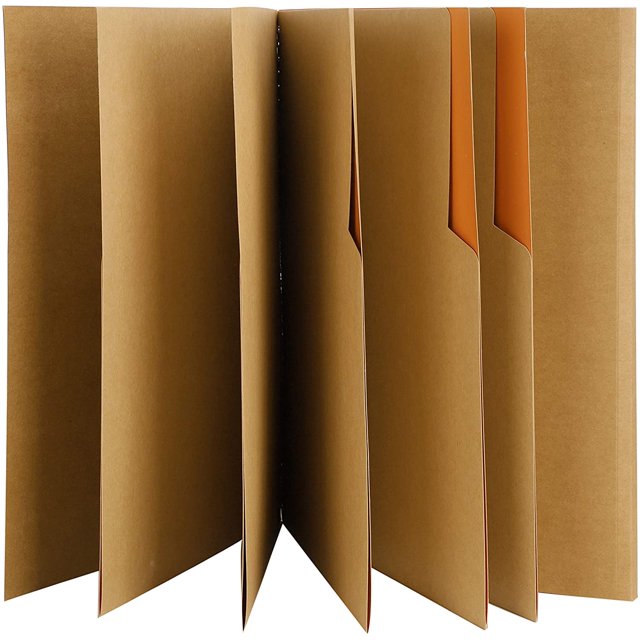A4 Expanding Accordion File Folder Kraft Paper File Holder 5 Pockets Document Organizer Container Coil File Folders Letter Size Portfolio Folder for Office School Desk Desktop