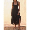 thumbnail image 3 of Women's Y2k Cut Out Backless Maxi Dress Bodycon Long Flowy Dresses Summer Boho Spaghetti Strap Low Cut Cami Dress Clubwear, 3 of 11