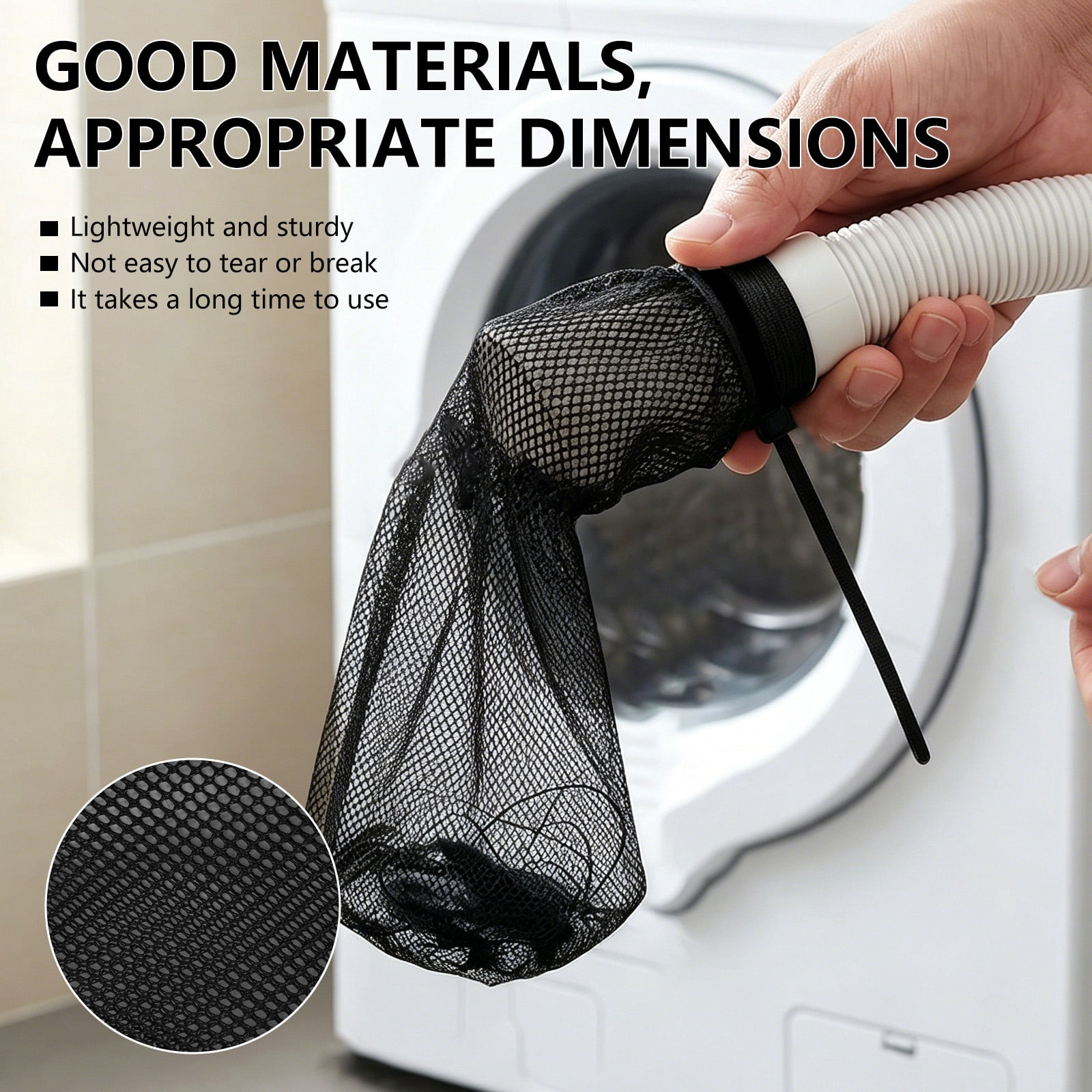AEVXKHI 10 Pieces Lint Traps for Washing Machine Hose, Nylon Mesh Lint Traps with 20 Pack Tie Strap, Laundry Washer Drain Lint Catcher, Discharge Hoses Filter Fits All Washing Machines