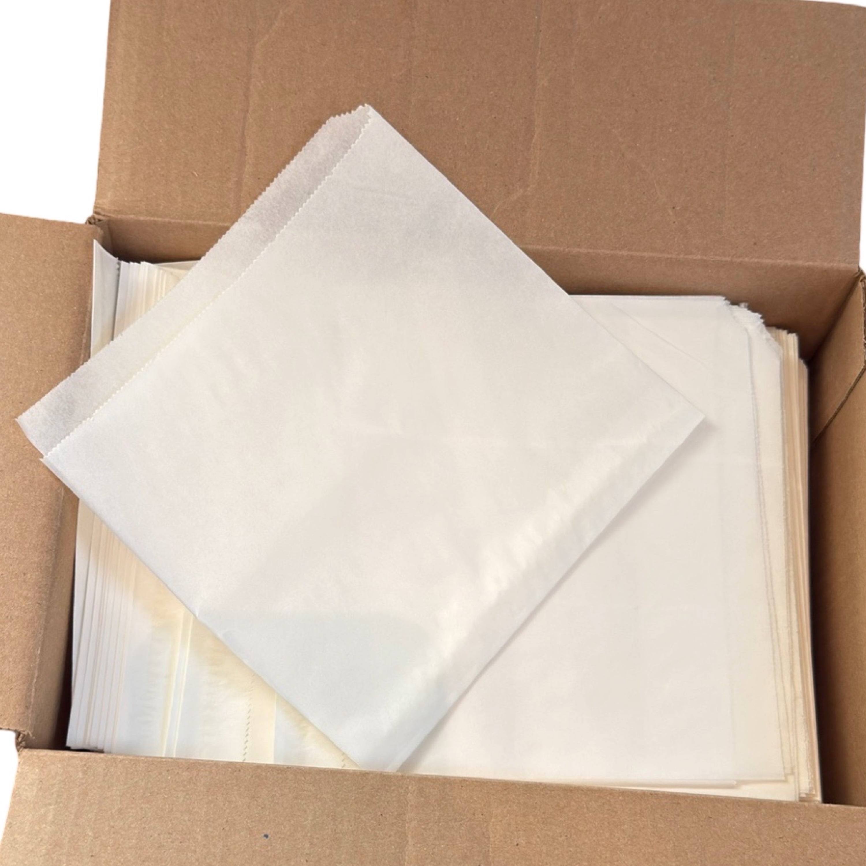 Greaseproof Double-Open Paper Sandwich Bag, White, 6" x 0.75" x 6.75", 1000 Count Box