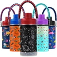 thumbnail image 1 of WEREWOLVES 14 oz Kids Water Bottle with Leakproof Spout Lid, Paracord Handle & Boot, Insulated Wide Mouth Stainless Steel, Reusable Double Walled Vacuum Bottle for Toddlers, Girls, Boys, School, 1 of 8