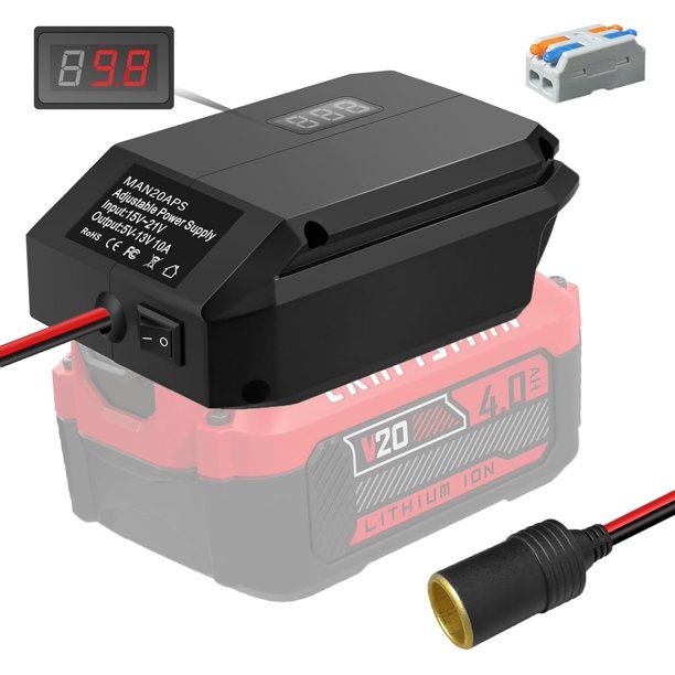 Para Manualidades*Hombre 18V a 12V Reductor Power Adaptador de Batería, DIY Charger Convertidor Power Estación con Conector de Encendedor para Auto