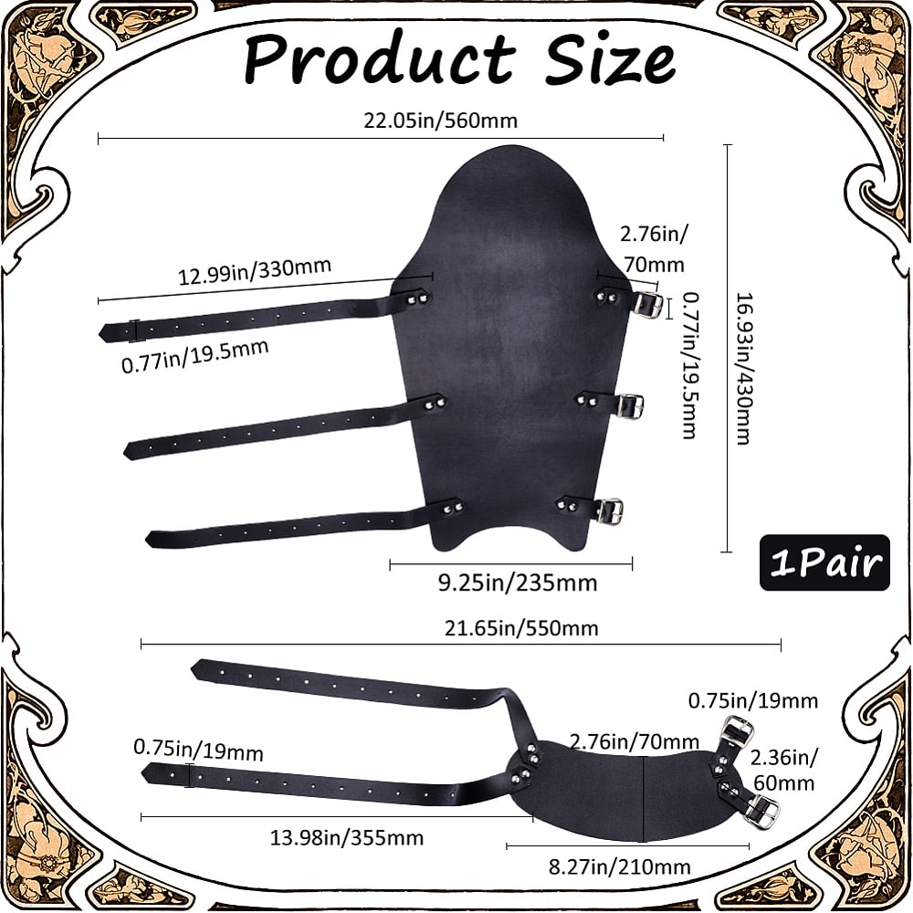 Imitation Leather Cover Leg Guards Renaissance Medieval Costume Accessories Black 430x560x2.5mm