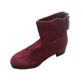 thumbnail image 3 of Boots for Women Chunky Heel Square Toe Mid Heel Ankle Short Boots Women Trendy Casual Outdoor Dressy Winter Warm Shoes Wine 6.5, 3 of 10