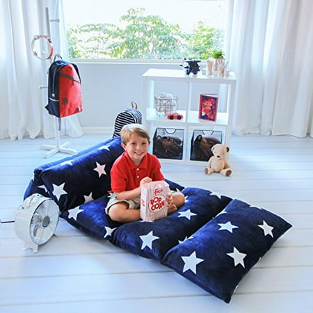 Kids Floor Pillow Fold Out Lounger Fabric Cover for Bed and Game Rooms, Reading, Video Games or ...