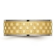 thumbnail image 3 of Grey Titanium Ring Band Wedding 8mm Yellow IP-plated Satin and Polished Checkered, 3 of 6