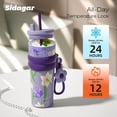 thumbnail image 4 of Sidagar 24 oz Ceramic Lined Stainless Steel Leakproof Travel Mugs with Straw Lid, Purple Floral, 4 of 9
