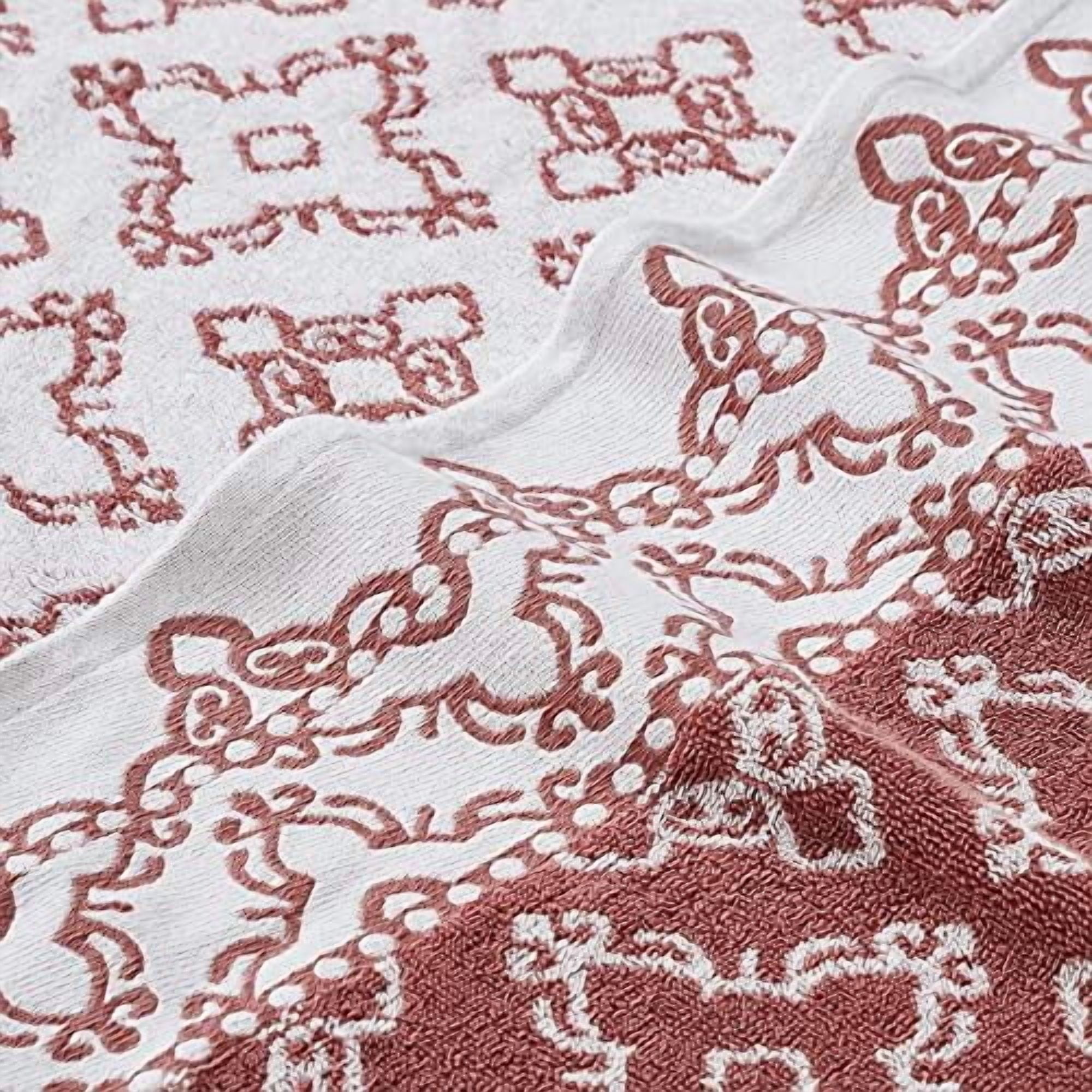 6 Piece Set, 2 Bath Towels, 2 Hand Towels, 2 Washcloths Yarn Dyed Jacquard/Solid Towel Set Charlize Clay