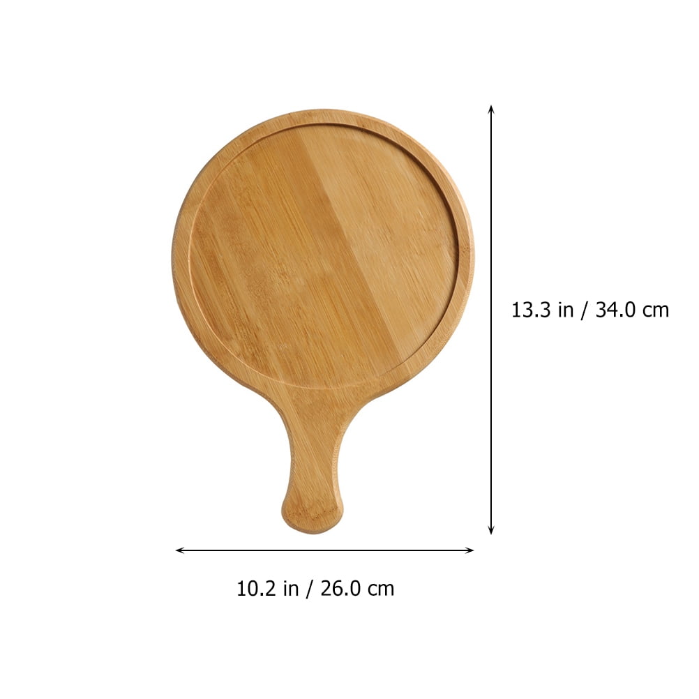 Senseth 10 Inch Pizza Tray Paddle Board with Handle Round Bamboo Bread Cake Plate