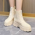 thumbnail image 4 of Mepaouo Women's Fashion Zipper Rain Boots Waterproof Platform Rubber Work Chelsea Ankle Booties, 4 of 7