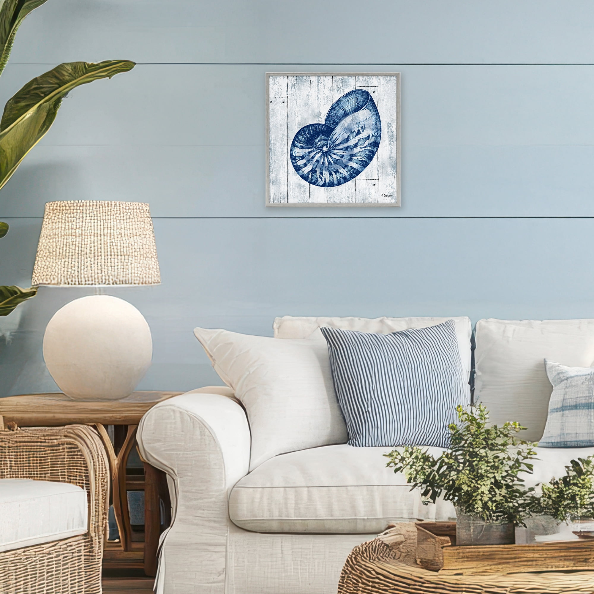 Stupell Industries Coastal Timberland Nautilus Gray Framed Giclee Art, design by Paul Brent