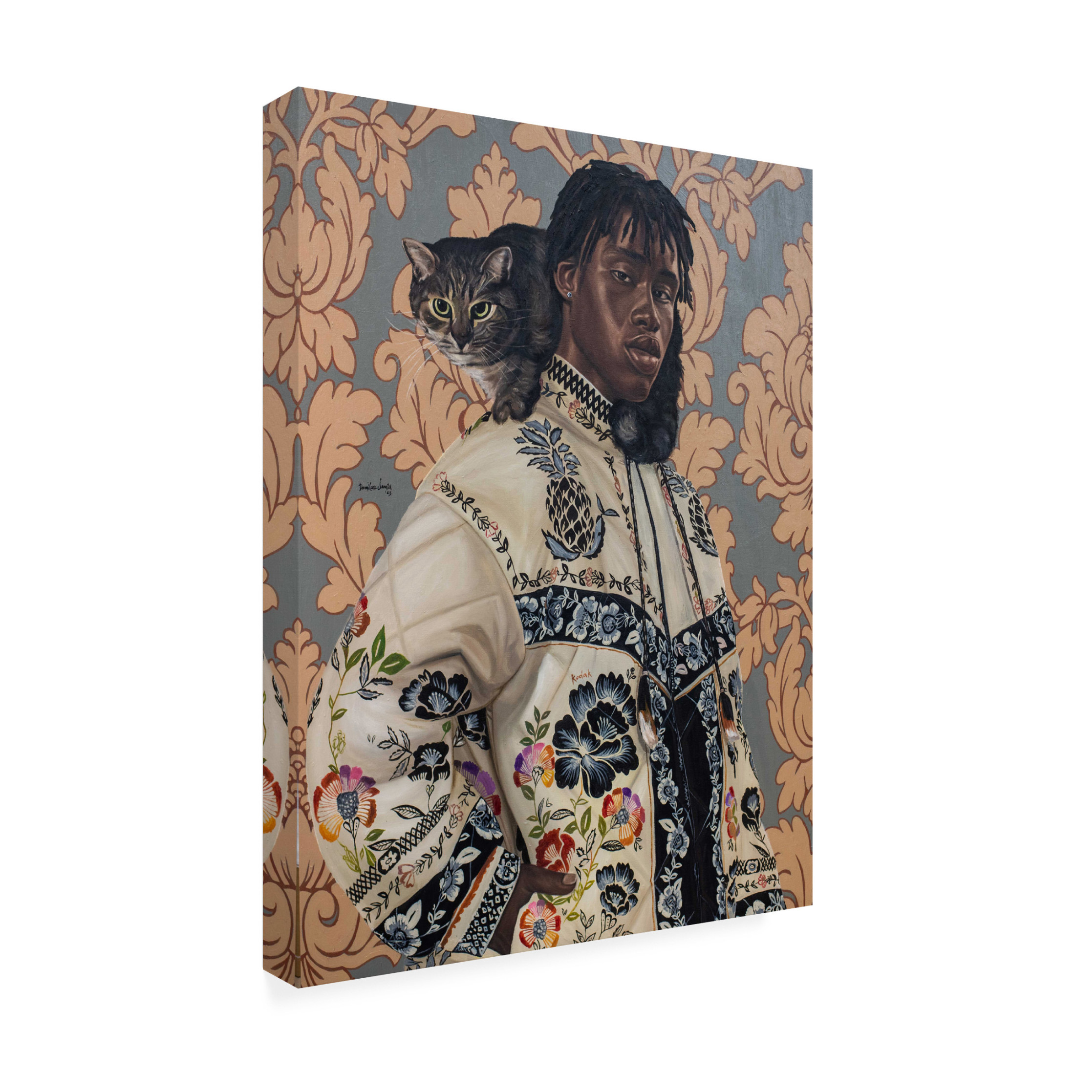 Trademark Fine Art Damilare Jamiu Holding a Cat Canvas Wall Art