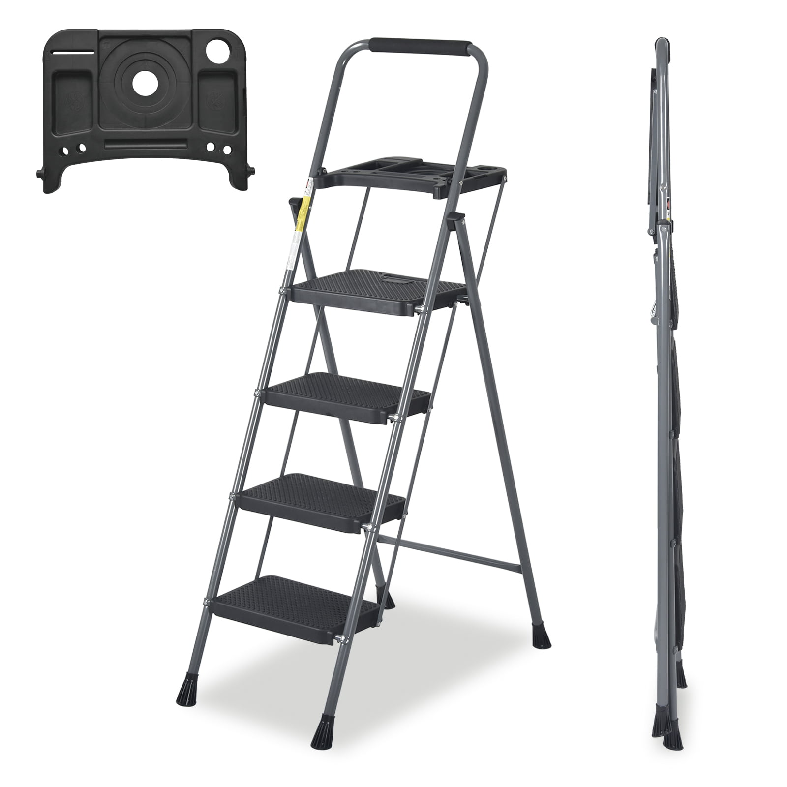 Step Aluminium Ladder Folding Ladder with Top Storage Tray Lightweight Anti-Slip 