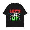 thumbnail image 4 of Black T Shirt With Let S Get Lit Christmas Lights And Stars Print For Holiday Party Seasonal Celebration, 4 of 4