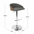 thumbnail image 6 of Shiraz Mid-Century Modern Adjustable Barstool With Swivel In Chrome, Walnut And Green Fabric - Set Of 2, 6 of 8