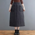 thumbnail image 4 of Moda invierno mujeres abajo s una línea de abajo con bolsillos en el tobillo de cintura alta casual maxi más tamaño grueso a SG Macarena Falda de mujer, 4 of 8