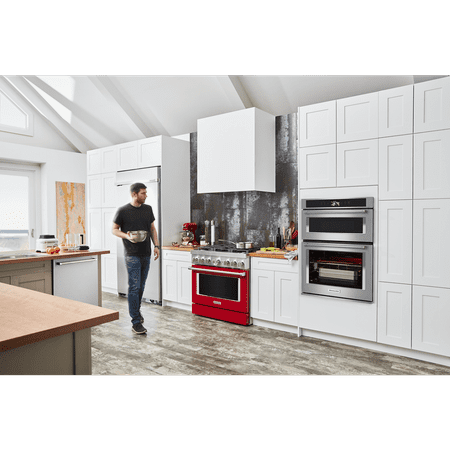 KitchenAid - Smart Oven+ 30" Single Electric Convection Wall Oven with Built-In Microwave - Stainless Steel