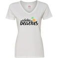 thumbnail image 3 of Inktastic Hawaiian Pineapple Aloha Beaches Women's V-Neck T-Shirt, 3 of 5
