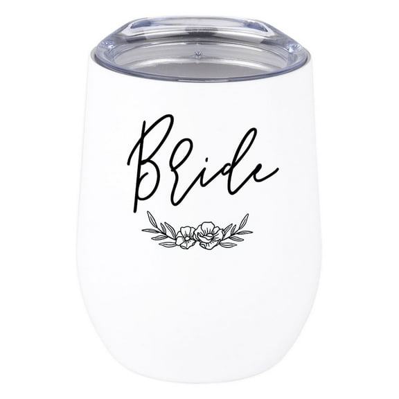 Koyal Wholesale Bride Wine Tumbler with Lid 12 Oz Stemless Stainless Steel Insulated