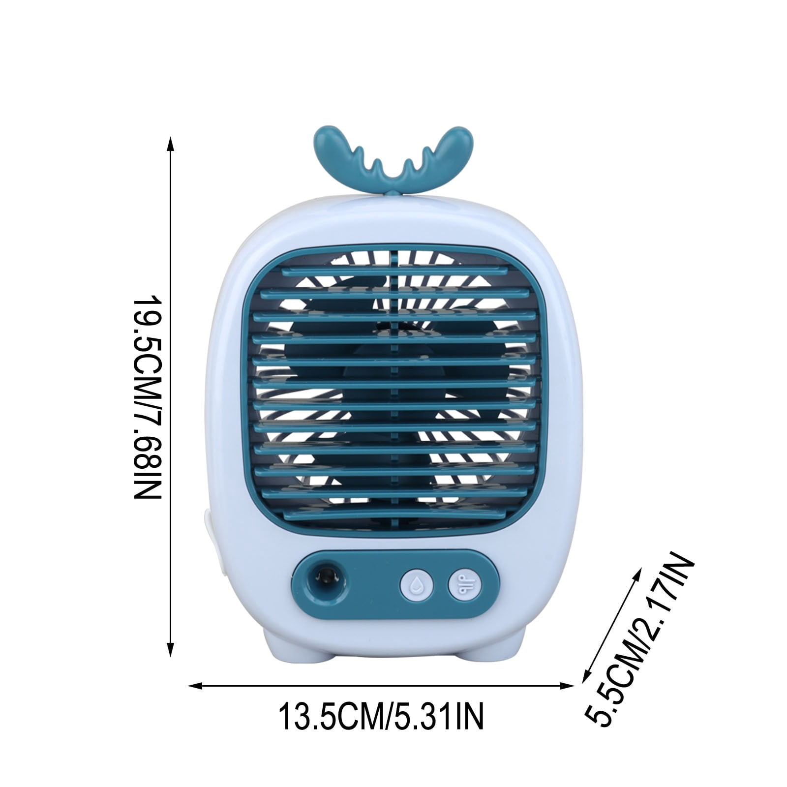 Cute Antler Design Portable Evaporative Air Cooler, 3-in-1 Mist Humidifier Desktop Fan for Home & Office