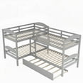 thumbnail image 3 of Gray Twin L-Shaped Bunk bed with trundle, space-saving & versatile. Sturdy pine structure for long-term use., 3 of 13