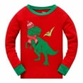 thumbnail image 2 of Popshion Toddler Boy 100% Cotton Christmas Pajamas Set Dinosaur Pjs Size 8T, 2 of 7
