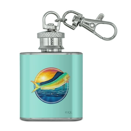 Mahi-Mahi Dolphinfish Dorado Fishing Deep Sea Sport Stainless Steel 1oz Mini Flask Key Chain