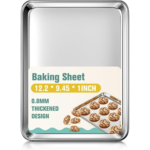 Commercial Quality Stainless Steel Baking Sheet, Bakeware Nonstick Quarter Sheet Pan, Warp Resistant Cookie Sheets for Baking, Baking Sheet Pan Oven Tray, Heavy Duty & Dishwasher Safe