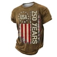 thumbnail image 2 of Men's USA 250 Years Patriotic Flag Print T Shirts Casual Short Sleeve Independence Day Comfortable Tees Tops,Khaki,2XL, 2 of 9