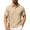 Khaki, variant on SAWOBUUN Men's Linen Blend Shirt Short Sleeve Casual Button Collar Top with Chest Pocket Lightweight Breathable Summer Tee for Golf Vacation