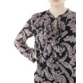 thumbnail image 3 of Tommy Hilfiger Women's Paisley Tie Neck Blouse Black Size Large, 3 of 3