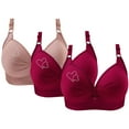 thumbnail image 1 of Bras for Women, 3PCS Womans Printing Gathered Together Large Size Daily Bra Underwear No Rims, 1 of 9
