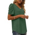 thumbnail image 3 of MRULIC t shirts for women Womens Summer Shirt V Neck Casual T Shirs Short Sleeve Tops Womens t shirts Green + XXL, 3 of 8