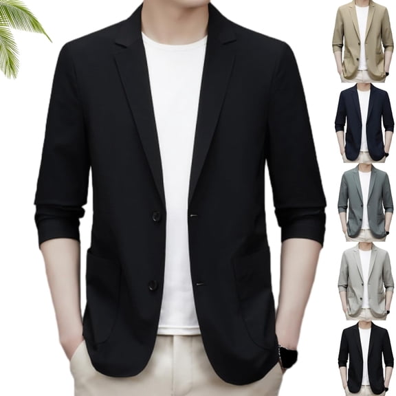 Summer Lightweight Travel Blazer for Men Wrinkle Free, Sport Coat Men Stretch Business Casual 2 Button Suit Jackets