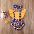 thumbnail image 4 of Douhoow Infant Girl Sleeveless Ruffle Sunflower Romper Headband Baby Summer Clothes, 4 of 9