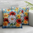 thumbnail image 3 of Orinice 18 x 18 Inch Spring Floral Pillow Cover - 'Bloom' Daisies Farmhouse Rustic Cushion Case, Perfect for Sofa Couch Country Home Decor(Blue), 3 of 5
