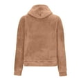 thumbnail image 4 of QUYUON Womens Fuzzy Hoodies Oversized Plush Hooded Sweatshirt Fleece Hoodies with Pockets Sport Pullover Hoodie Athletic Cozy Winter Warm Sweater Coat Shirts Tops Khaki S, 4 of 5