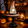 thumbnail image 4 of Witch Hat Lamp, Halloween Stained Glass Resin Witch Hat Desk Lamp, USB Powered Gothic Wizard Hats Night Light, Festive Atmosphere Night Light for Halloween Party Decor(8"-H), 4 of 7