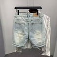 thumbnail image 3 of Men's summer casual denim shorts youth fashion loose outdoor traveling beach shorts, 3 of 5