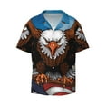 thumbnail image 4 of Salouo Cartoon Bald Eagle USA Pattern Cuban Collar Shirts for Men Button-Down Shirt Men's Short Sleeve Shirts Hawaiian Shirts Casual Shirts -Small, 4 of 6