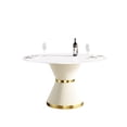 thumbnail image 3 of Round 52.83" Dining Table, White Sintered Stone - Stable Base, Accommodates 6 Modern Table For Stone, Extraordinary Appearance, 3 of 6