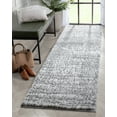 thumbnail image 3 of Well Woven Sentara 2'7" x 9'10" Runner Ivory Modern Geometric Thick Shag Rug, 3 of 8
